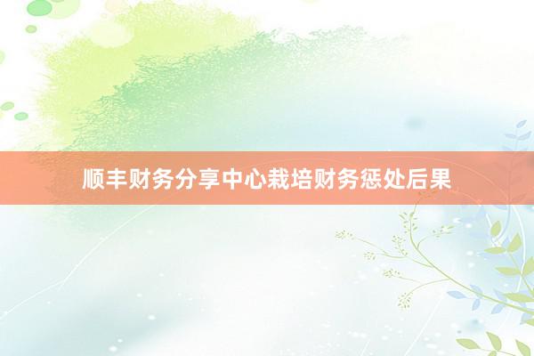 顺丰财务分享中心栽培财务惩处后果
